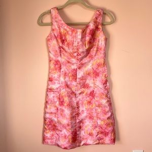 VINTAGE Handmade Satiny Pink Floral Mini Shift Dress